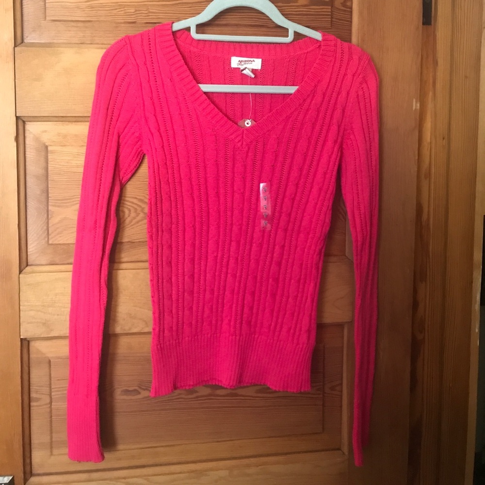 Hot pink v-neck sweater